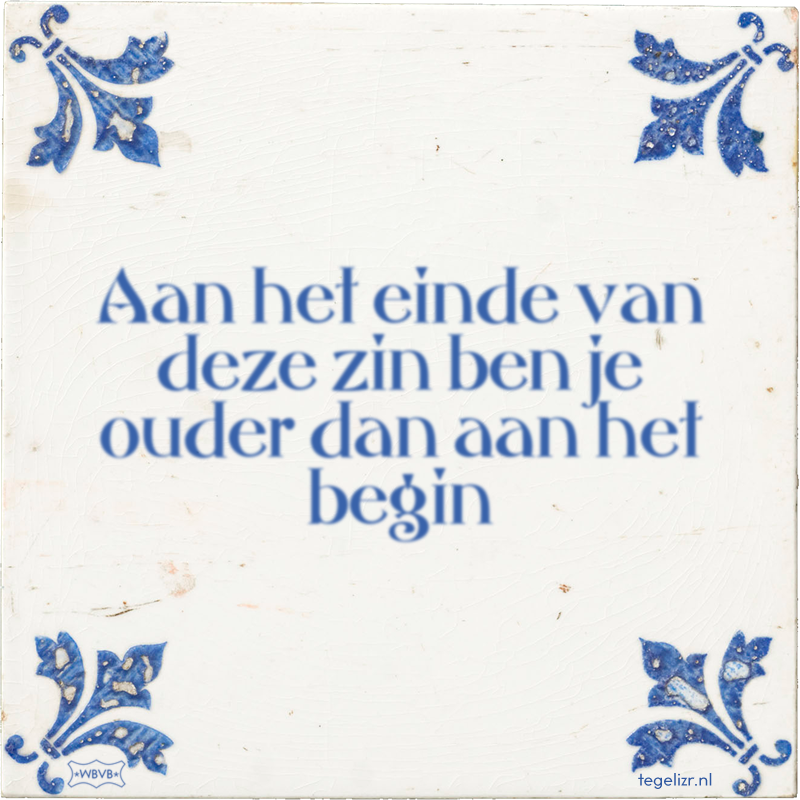 Aan het einde van deze zin ben je ouder dan aan het begin - Online tegeltjes bakken