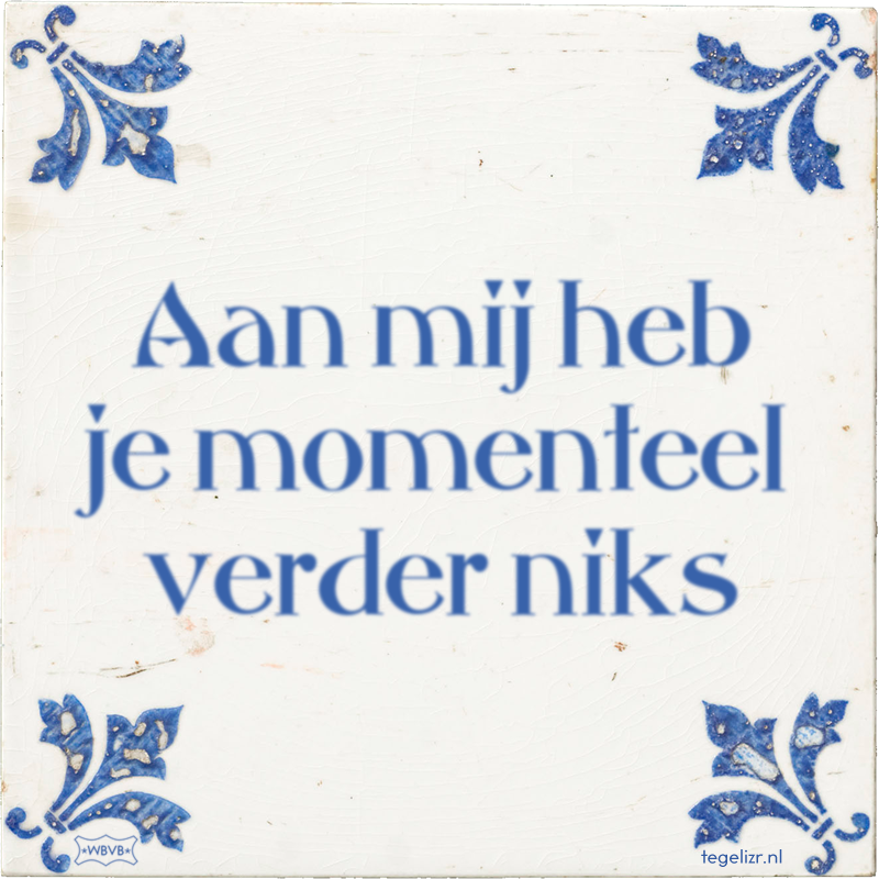Aan mij heb je momenteel verder niks - Online tegeltjes bakken