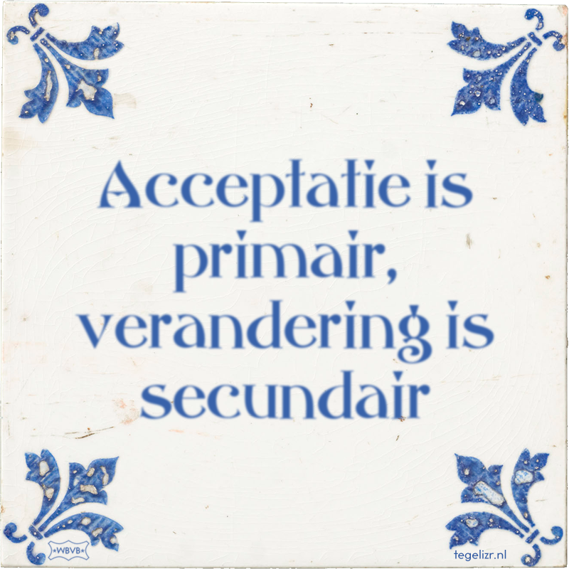 Acceptatie is primair, verandering is secundair - Online tegeltjes bakken