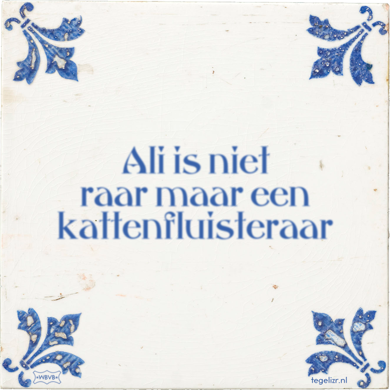 Ali is niet raar maar een kattenfluisteraar - Online tegeltjes bakken