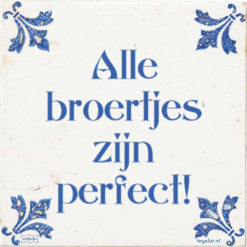 Alle broertjes zijn perfect! - Online tegeltjes bakken