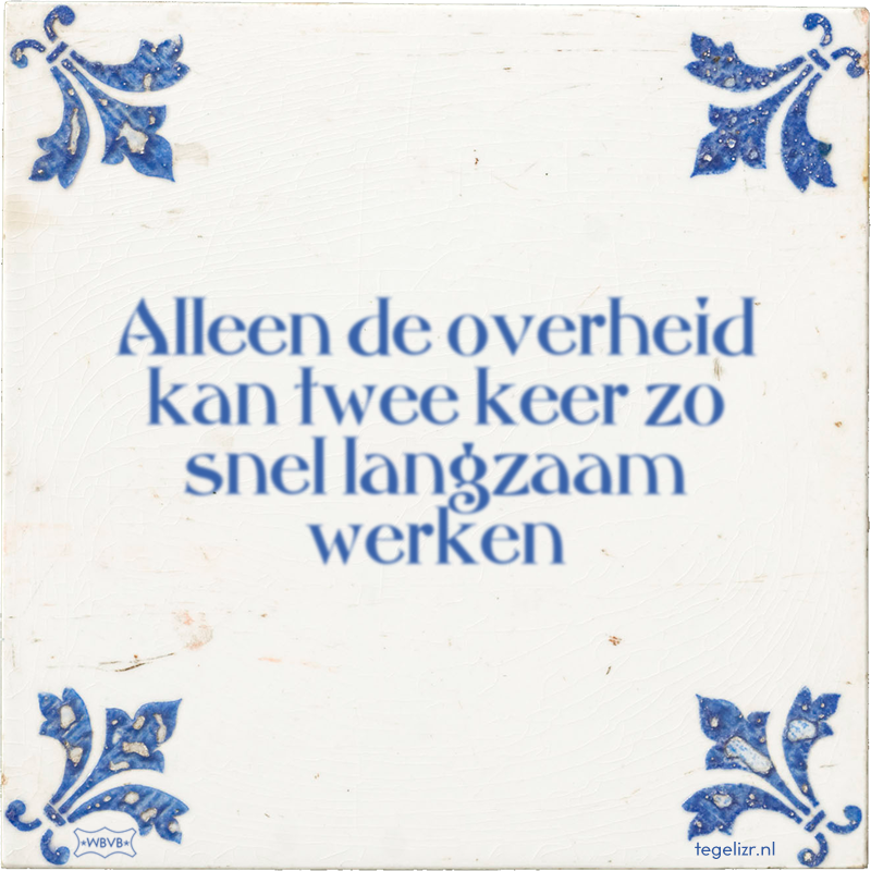 Alleen de overheid kan twee keer zo snel langzaam werken - Online tegeltjes bakken