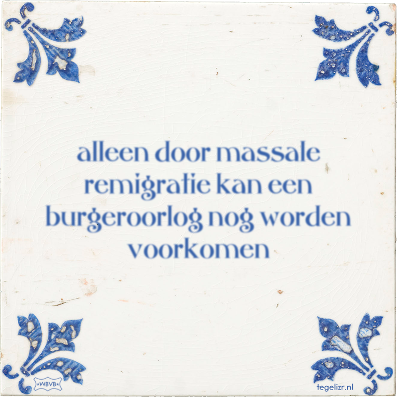 alleen door massale remigratie kan een burgeroorlog nog worden voorkomen - Online tegeltjes bakken