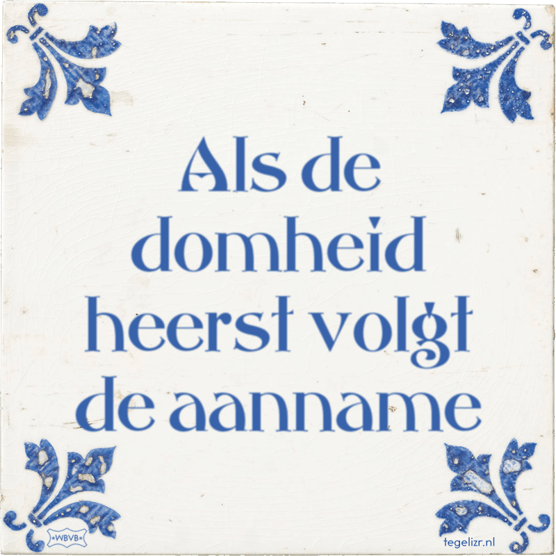 Als de domheid heerst volgt de aanname - Online tegeltjes bakken