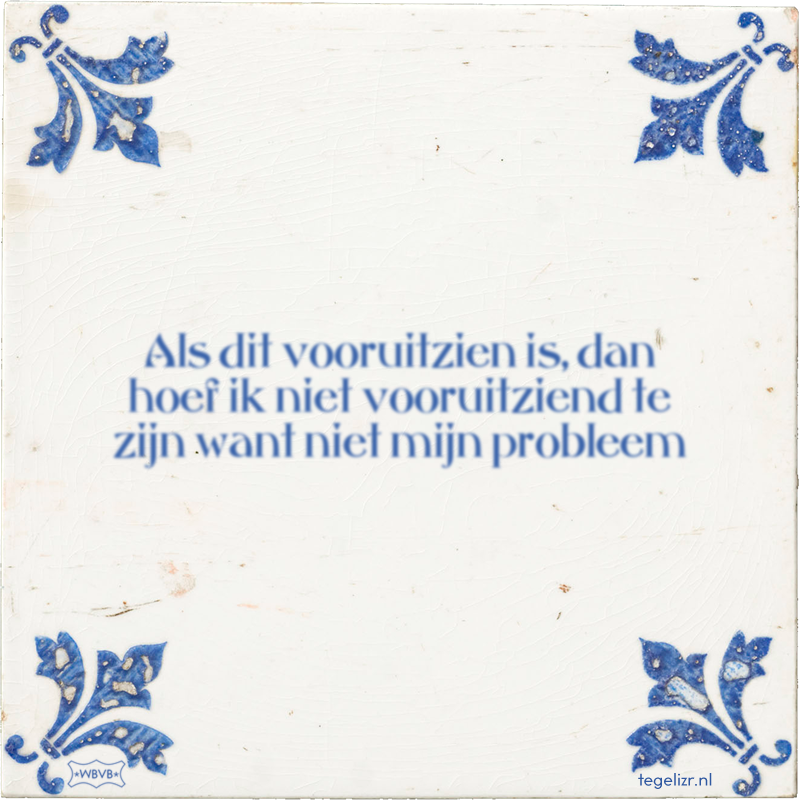 Als dit vooruitzien is, dan hoef ik niet vooruitziend te zijn want niet mijn probleem - Online tegeltjes bakken