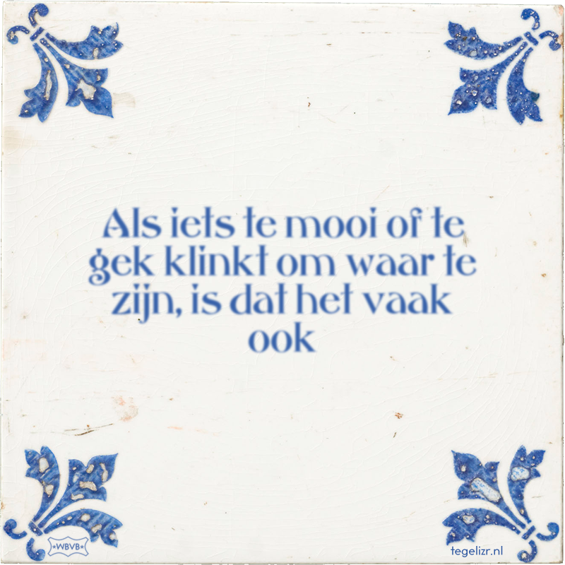 Als iets te mooi of te gek klinkt om waar te zijn, is dat het vaak ook - Online tegeltjes bakken