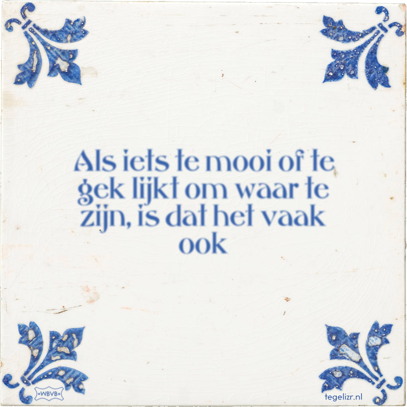 Als iets te mooi of te gek lijkt om waar te zijn, is dat het vaak ook - Online tegeltjes bakken