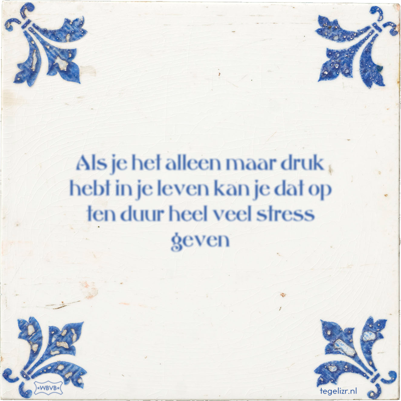 Als je het alleen maar druk hebt in je leven kan je dat op ten duur heel veel stress geven - Online tegeltjes bakken