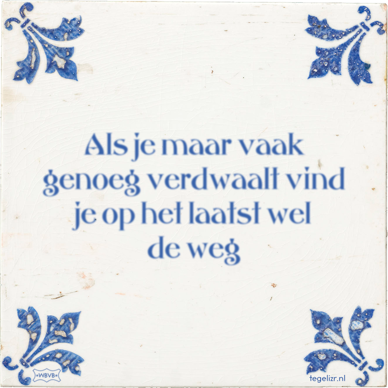 Als je maar vaak genoeg verdwaalt vind je op het laatst wel de weg - Online tegeltjes bakken