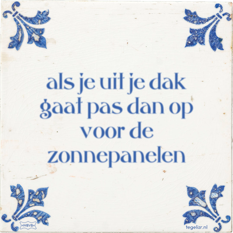als je uit je dak gaat pas dan op voor de zonnepanelen - Online tegeltjes bakken
