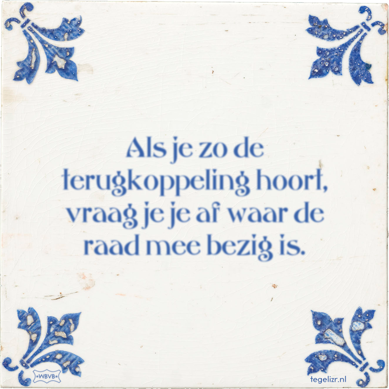 Als je zo de terugkoppeling hoort, vraag je je af waar de raad mee bezig is. - Online tegeltjes bakken