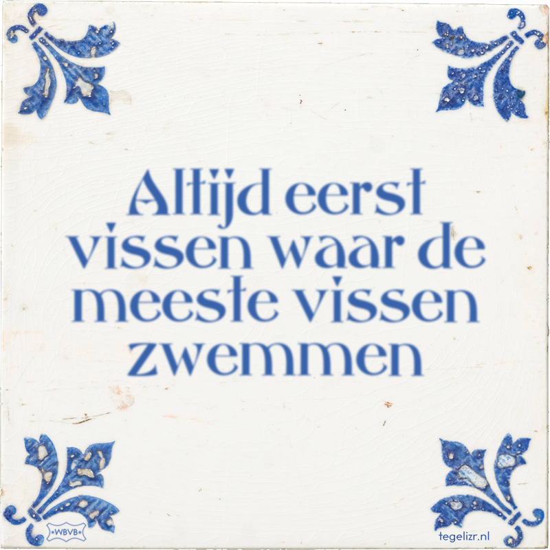 Altijd eerst vissen waar de meeste vissen zwemmen - Online tegeltjes bakken