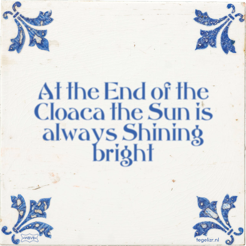 At the End of the Cloaca the Sun is always Shining bright - Online tegeltjes bakken