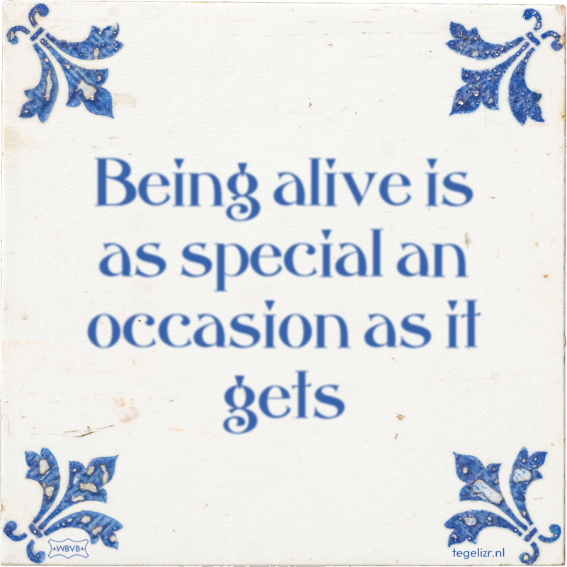 Being alive is as special an occasion as it gets - Online tegeltjes bakken