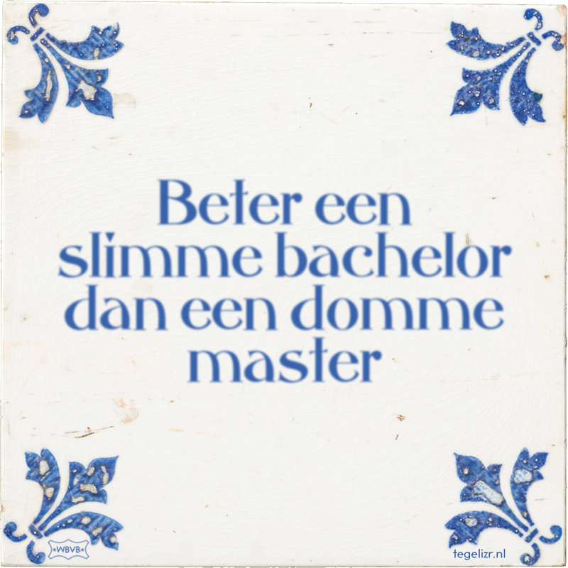 Beter een slimme bachelor dan een domme master - Online tegeltjes bakken