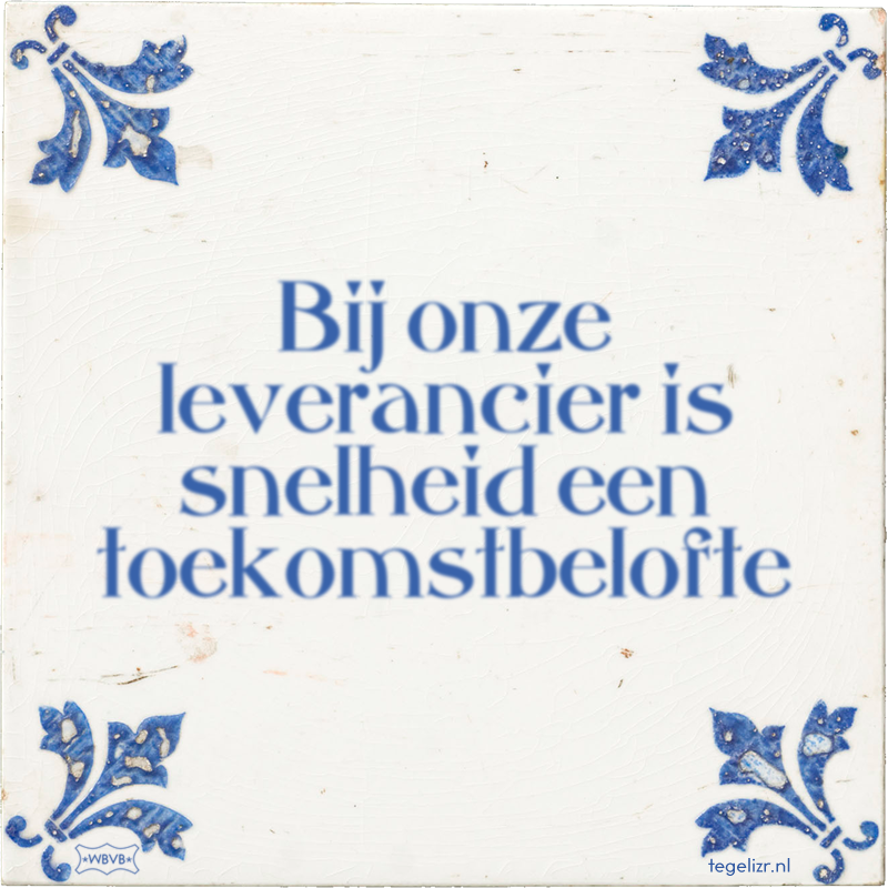 Bij onze leverancier is snelheid een toekomstbelofte - Online tegeltjes bakken
