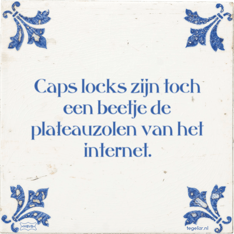 caps locks zijn toch een beetje de plateauzolen van het internet - Online tegeltjes bakken