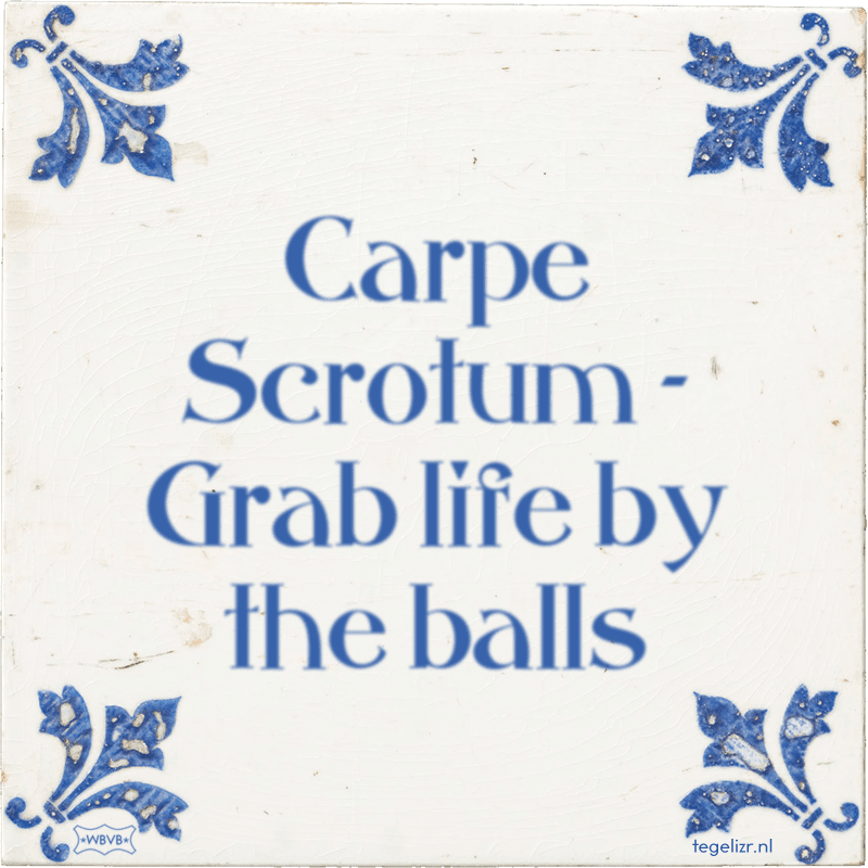 Carpe Scrotum - Grab life by the balls - Online tegeltjes bakken