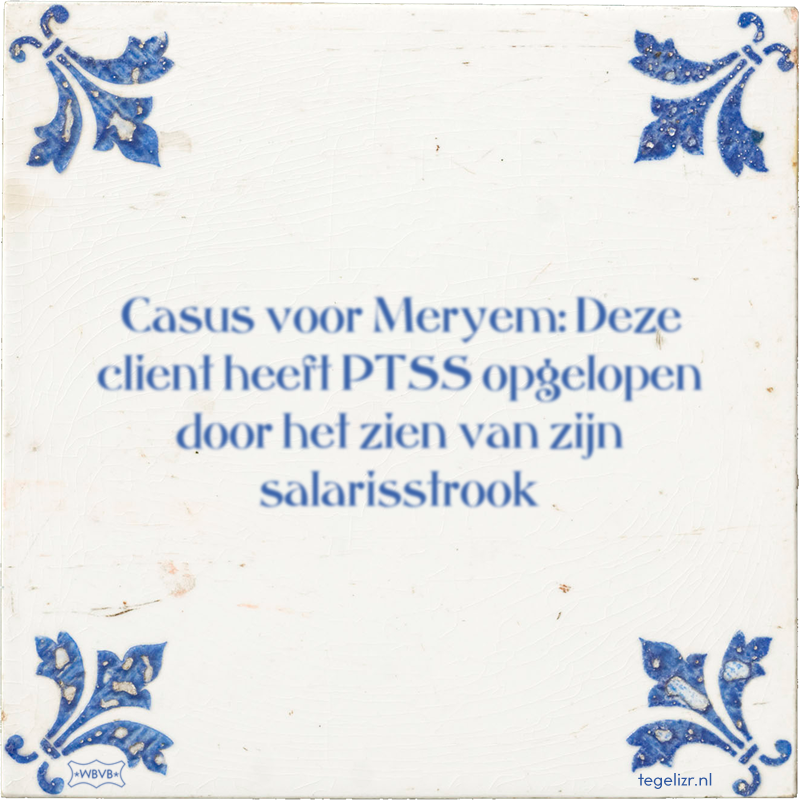 Casus voor Meryem: Deze client heeft PTSS opgelopen door het zien van zijn salarisstrook - Online tegeltjes bakken