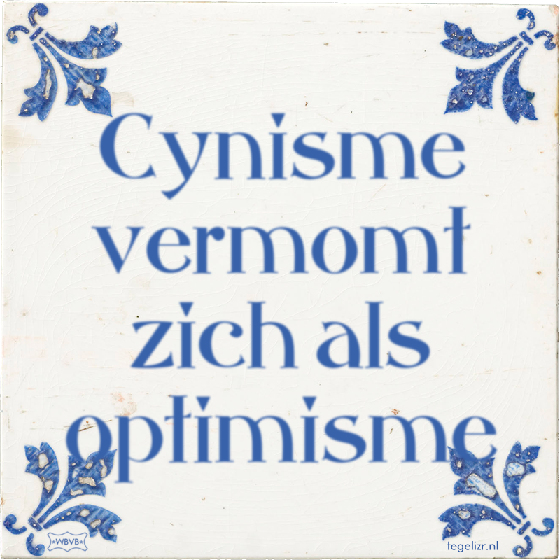 Cynisme vermomt zich als optimisme - Online tegeltjes bakken