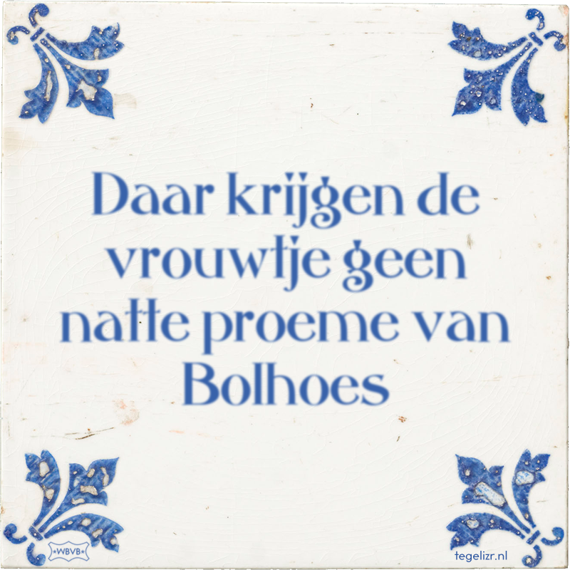 Daar krijgen de vrouwtje geen natte proeme van Bolhoes - Online tegeltjes bakken