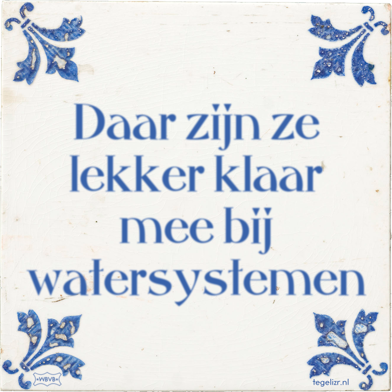 Daar zijn ze lekker klaar mee bij watersystemen - Online tegeltjes bakken