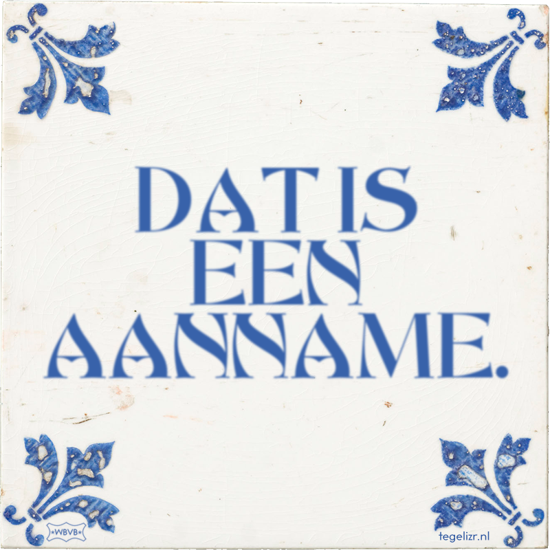 DAT IS EEN AANNAME. - Online tegeltjes bakken