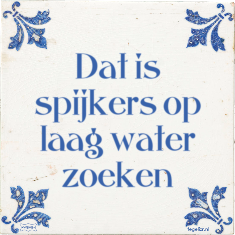 Dat is spijkers op laag water zoeken - Online tegeltjes bakken