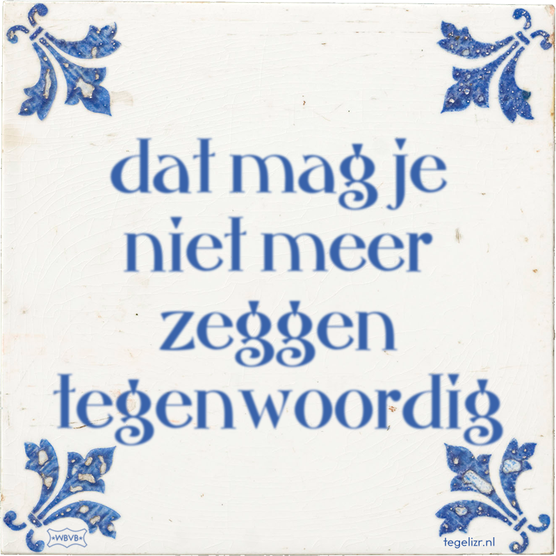 dat mag je niet meer zeggen tegenwoordig - Online tegeltjes bakken