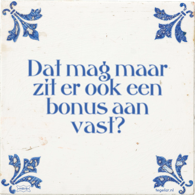 Dat mag maar zit er ook een bonus aan vast? - Online tegeltjes bakken