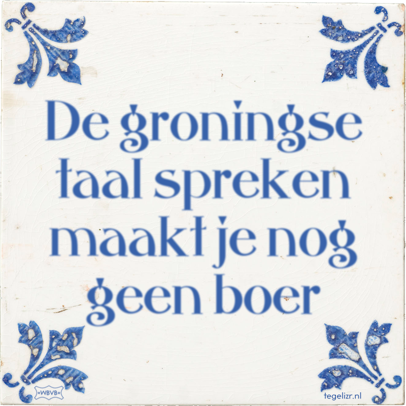 De groningse taal spreken maakt je nog geen boer - Online tegeltjes bakken