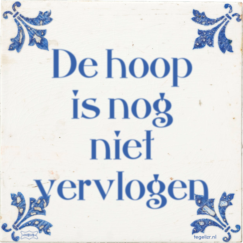 De hoop is nog niet vervlogen - Online tegeltjes bakken