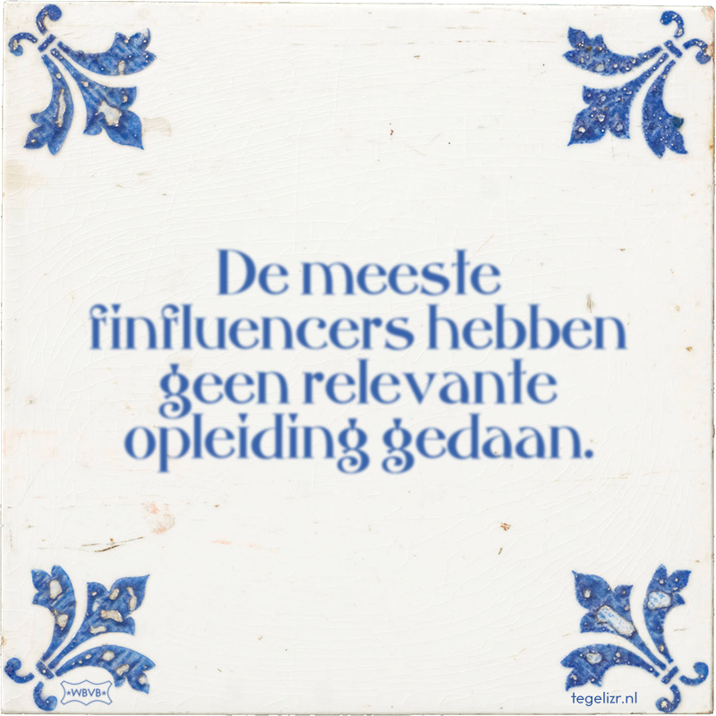 De meeste finfluencers hebben geen relevante opleiding gedaan. - Online tegeltjes bakken