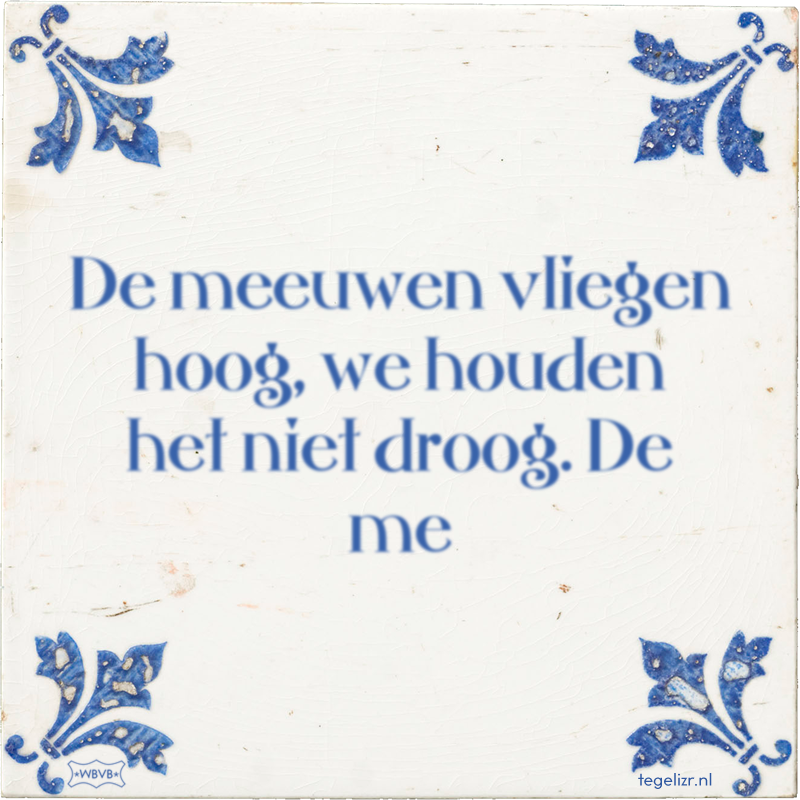 De meeuwen vliegen hoog, we houden het niet droog. De me - Online tegeltjes bakken