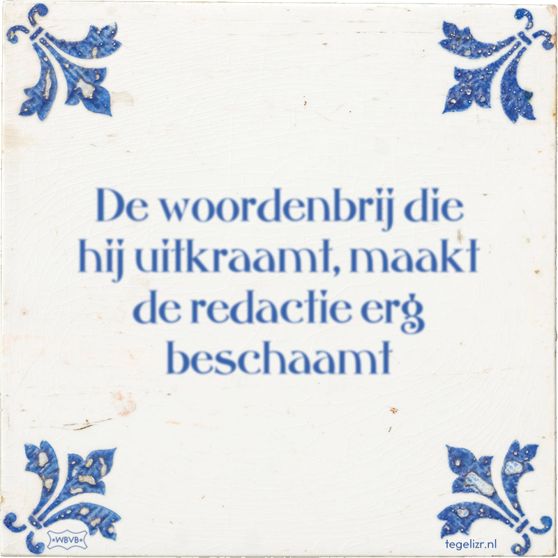 De woordenbrij die hij uitkraamt, maakt de redactie erg beschaamt - Online tegeltjes bakken