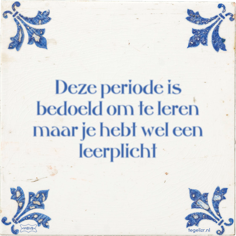 Deze periode is bedoeld om te leren maar je hebt wel een leerplicht - Online tegeltjes bakken