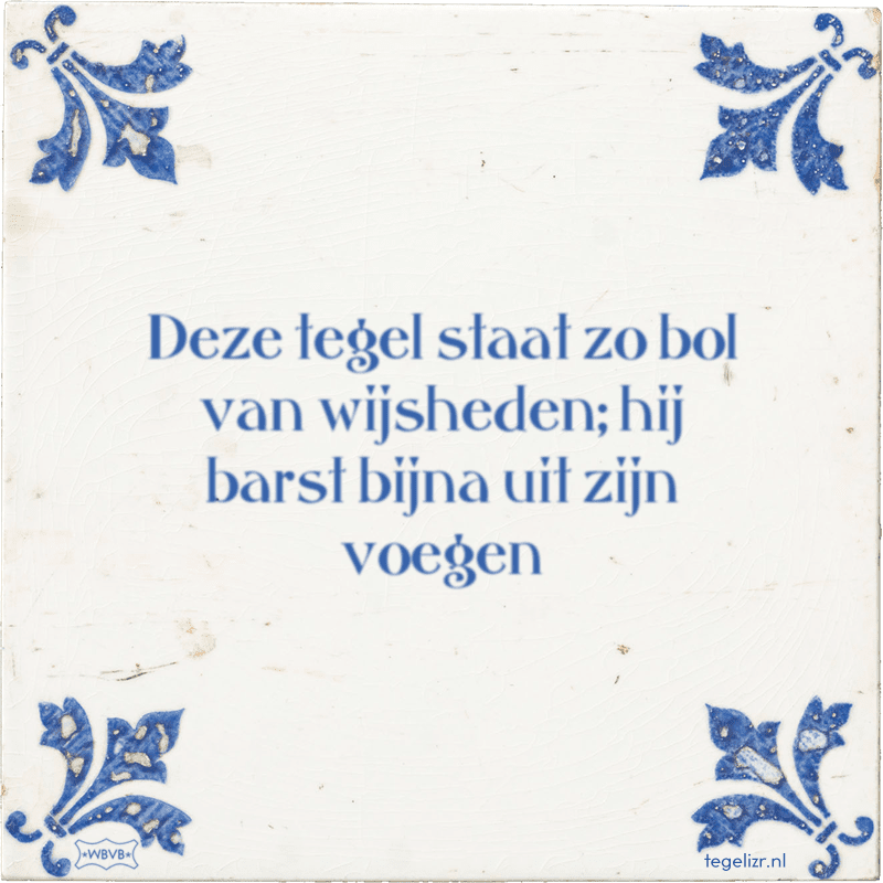 deze tegel staat zo bol van wijsheden hij barst bijna uit zijn voegen - Online tegeltjes bakken