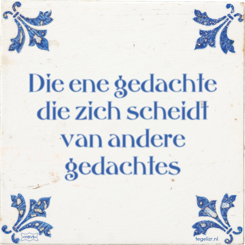 Die ene gedachte die zich scheidt van andere gedachtes - Online tegeltjes bakken
