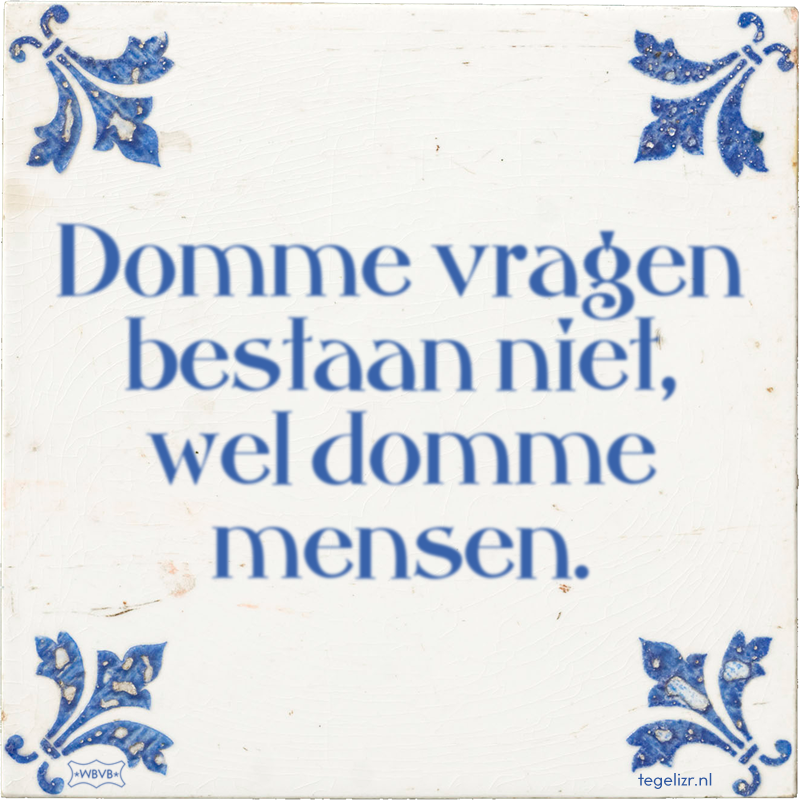 Domme vragen bestaan niet, wel domme mensen. - Online tegeltjes bakken
