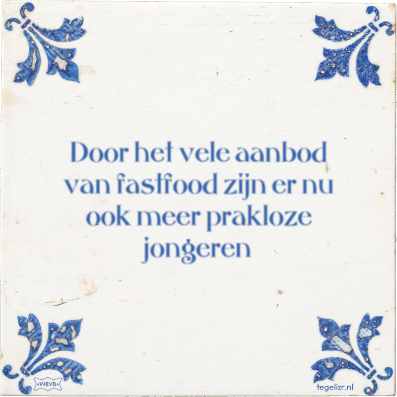 Door het vele aanbod van fastfood zijn er nu ook meer prakloze jongeren - Online tegeltjes bakken