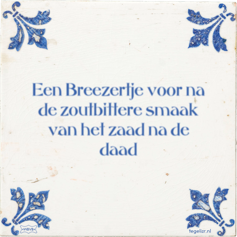 Een Breezertje voor na de zoutbittere smaak van het zaad na de daad - Online tegeltjes bakken