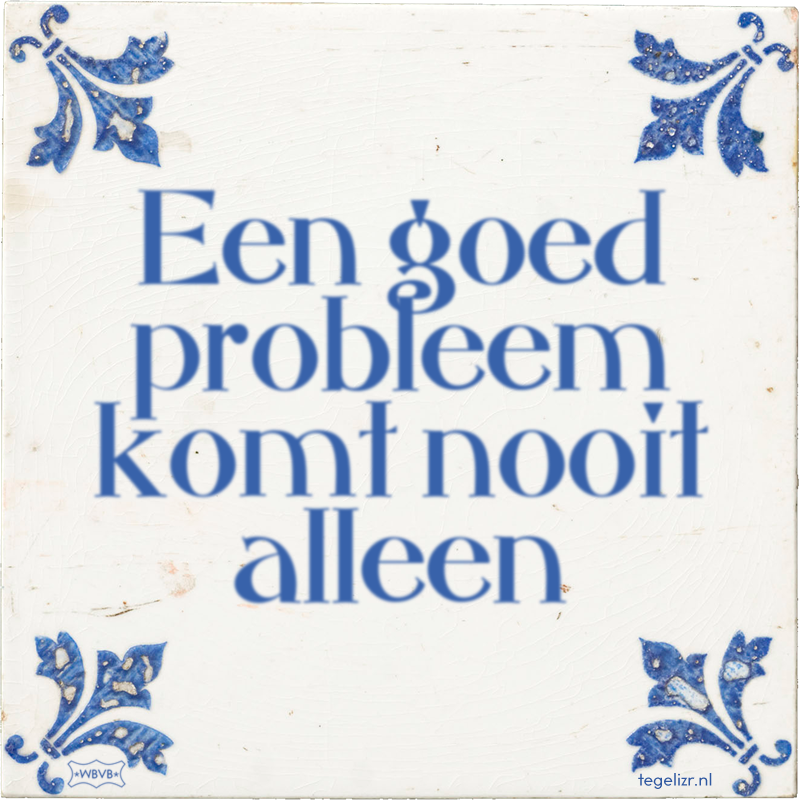 Een goed probleem komt nooit alleen - Online tegeltjes bakken