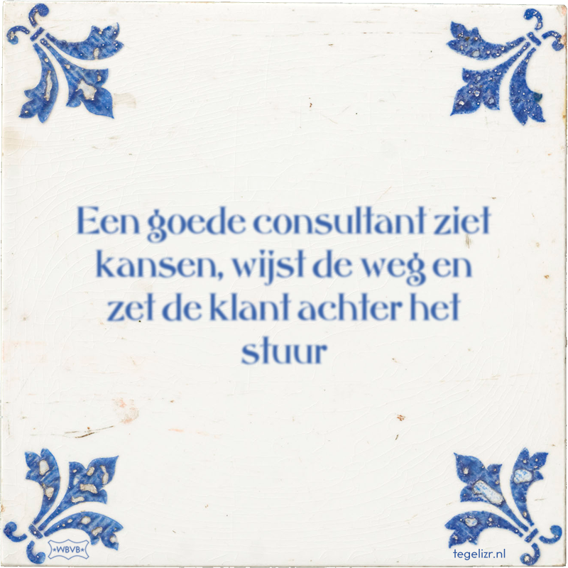 Een goede consultant ziet kansen, wijst de weg en zet de klant achter het stuur - Online tegeltjes bakken
