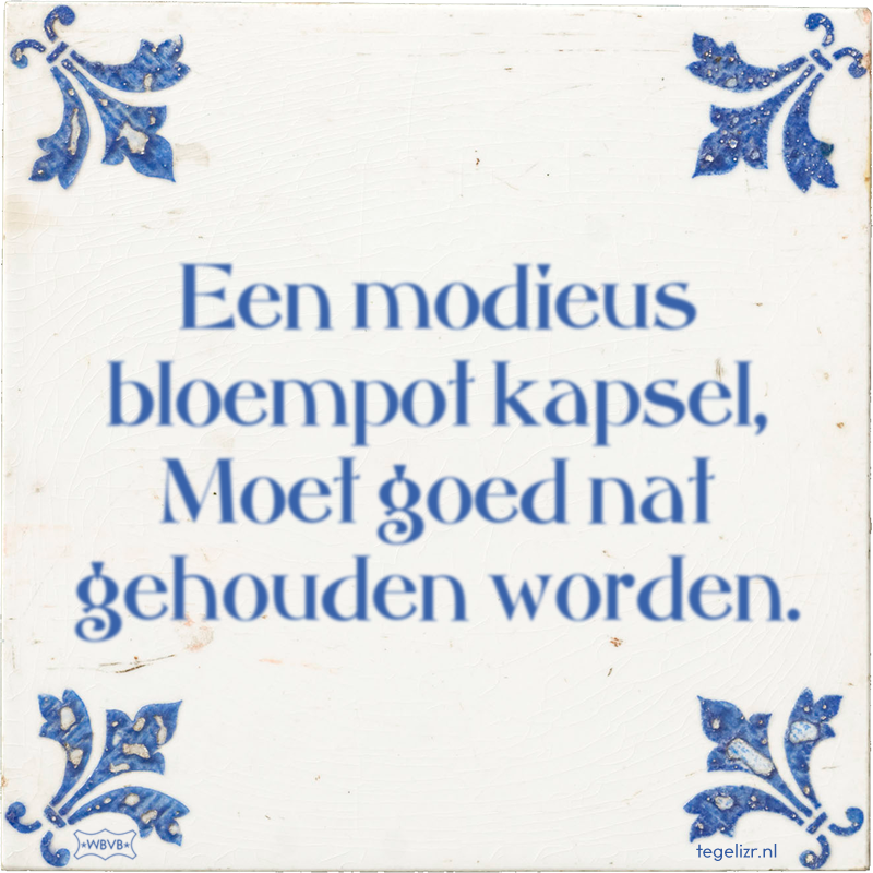 Een modieus bloempot kapsel, Moet goed nat gehouden worden. - Online tegeltjes bakken