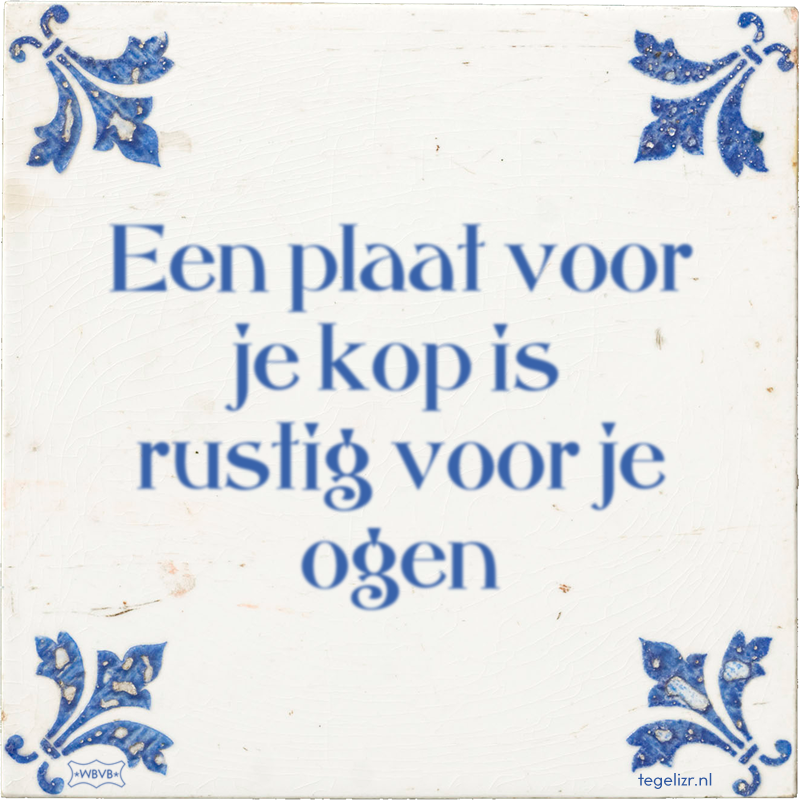 Een plaat voor je kop is rustig voor je ogen - Online tegeltjes bakken