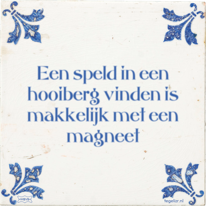 Een speld in een hooiberg vinden is makkelijk met een magneet - Online tegeltjes bakken