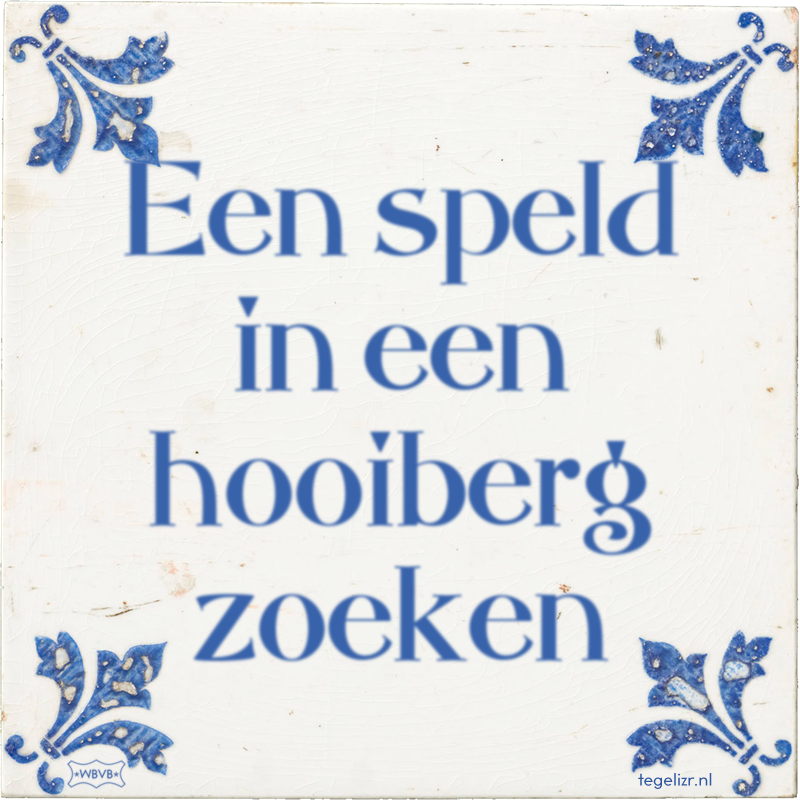 Een speld in een hooiberg zoeken - Online tegeltjes bakken