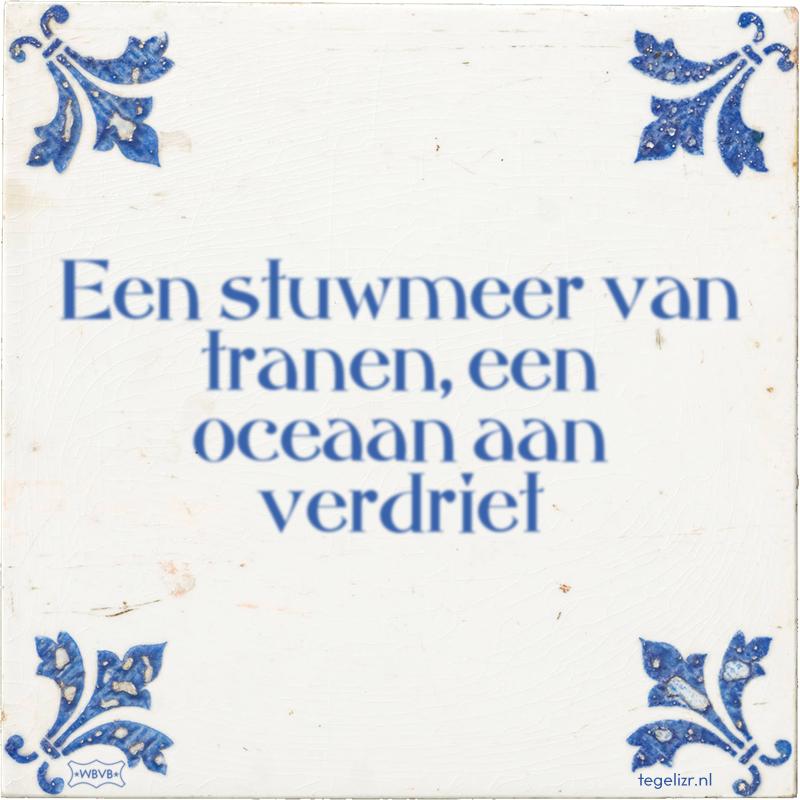 Een stuwmeer van tranen, een oceaan aan verdriet - Online tegeltjes bakken