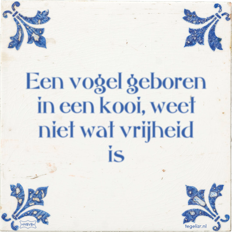 Een vogel geboren in een kooi, weet niet wat vrijheid is - Online tegeltjes bakken