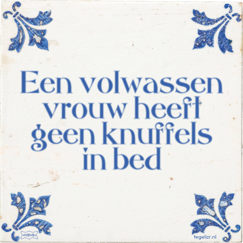 Een volwassen vrouw heeft geen knuffels in bed - Online tegeltjes bakken